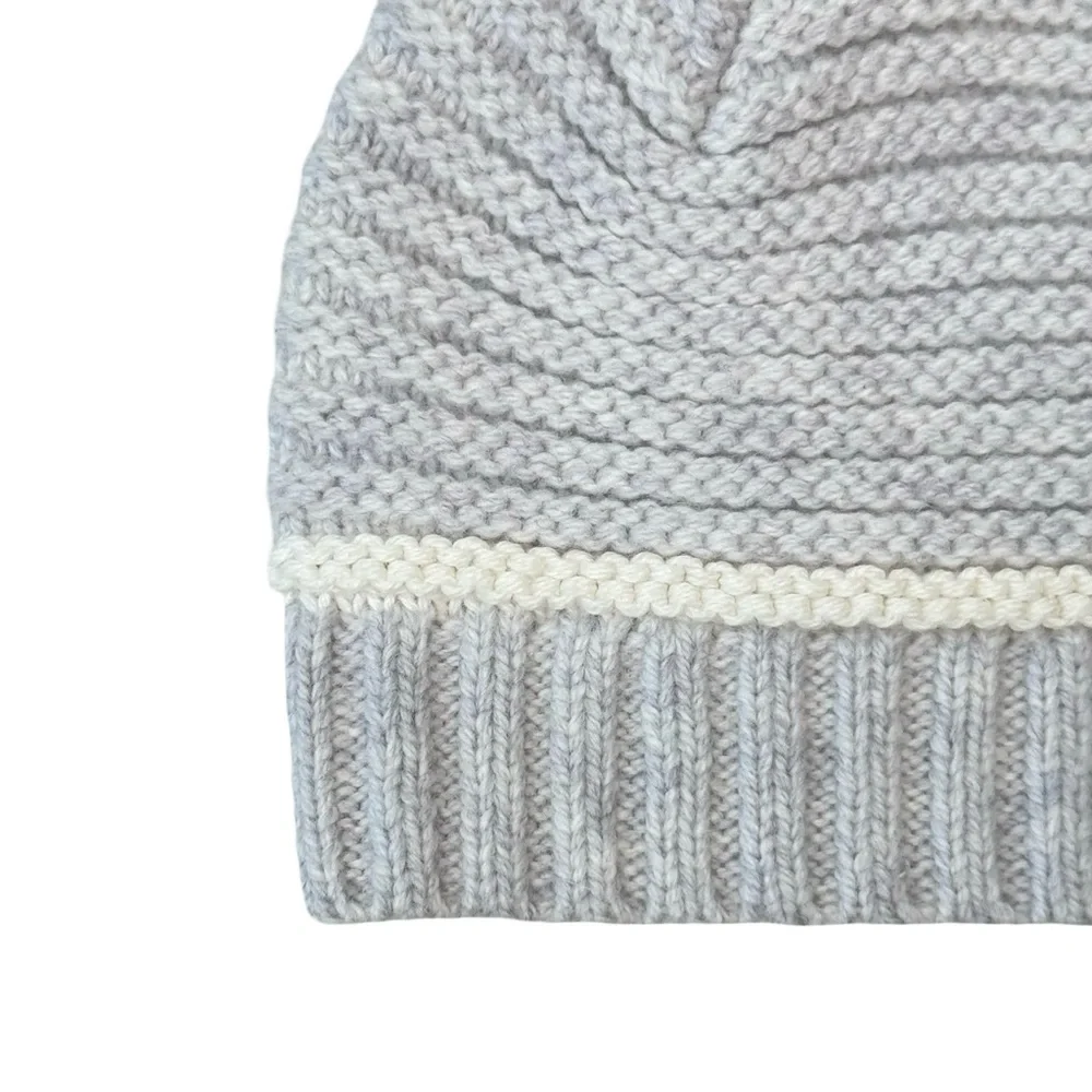 NWT BONTON Paris Heather Grey Knit Wool Baby Hat Beanie Size 3M